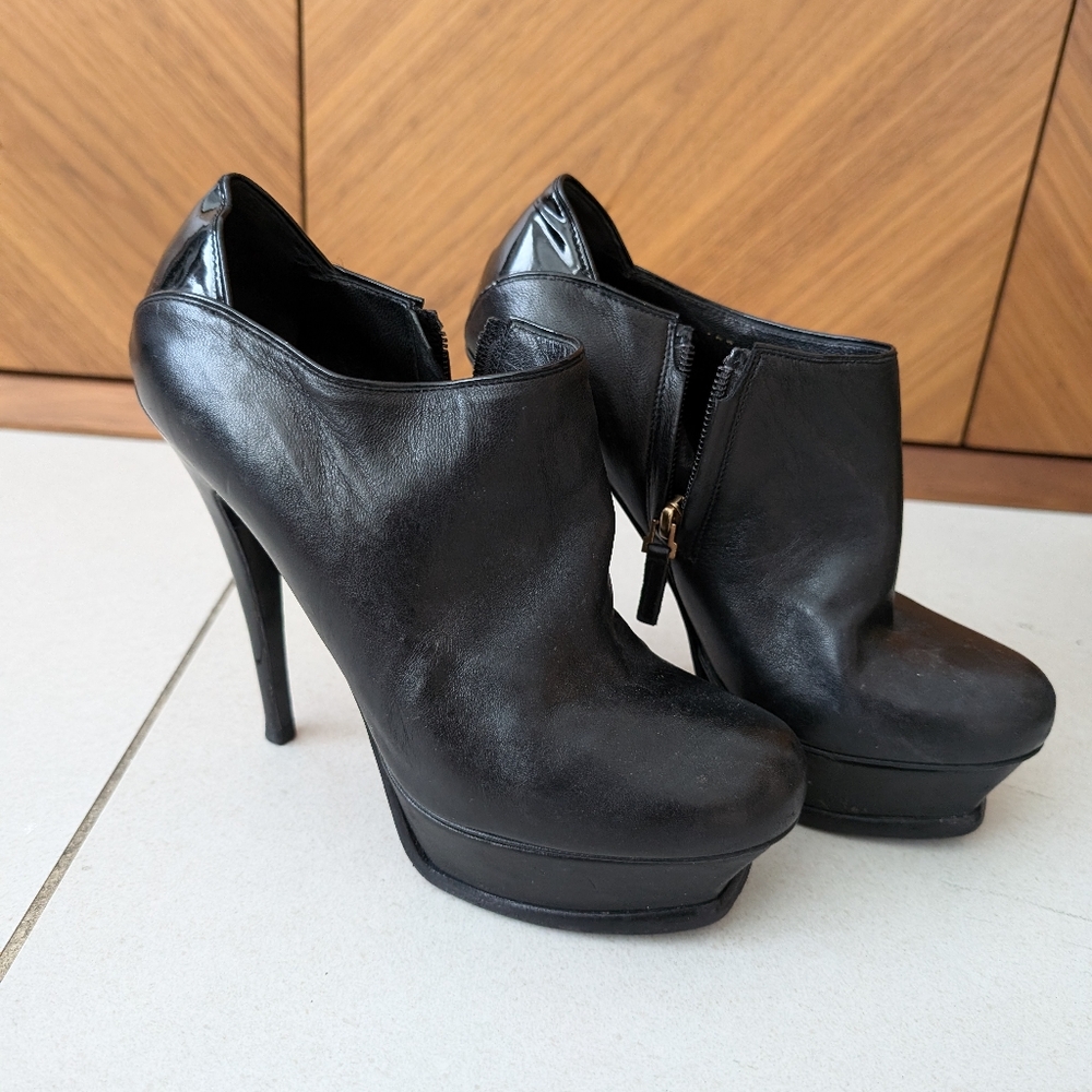 YSL Black High Heel Platform Booty Size 7.5